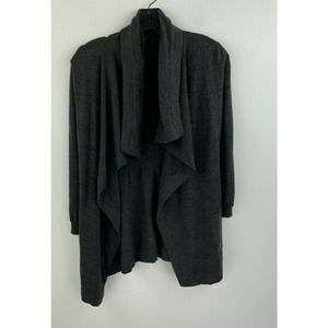 Theory Small Petite Cardigan Sweater 95% Wool Gray A5-11 Waterfall 3/4 Sleeve